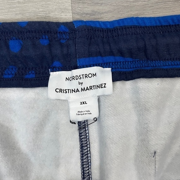 Nordstrom by Christina Martinez Fleece Shorts Navy Dot Paint Stripe 2XL - Picture 6 of 6